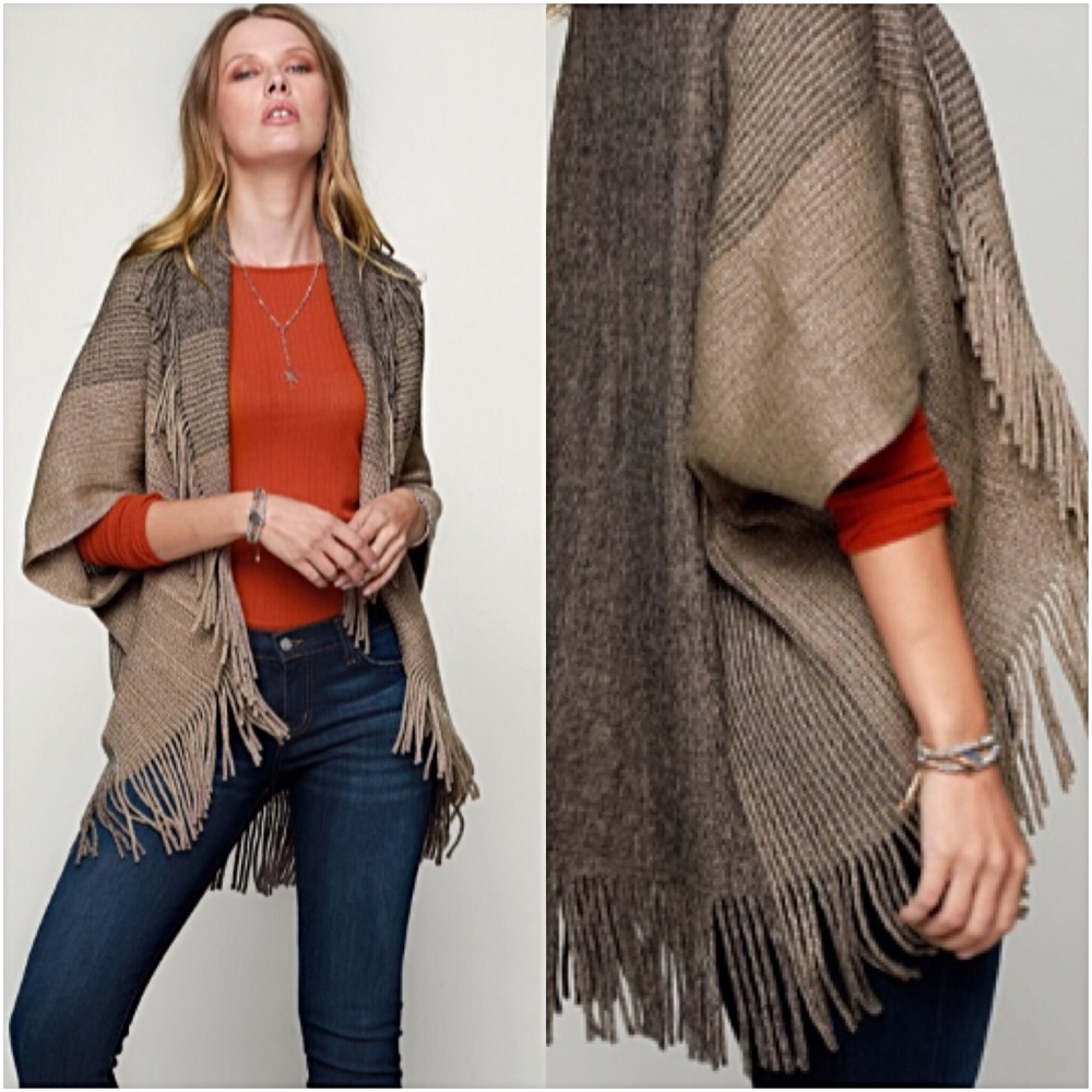 Boho Chic Taupe Sweater Cardi Shrug Wrap OS - Picture 2 of 6